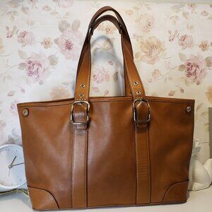 Vintage COACH Hampton Hobo Large Leather Satchel Tote in British Tan #7582